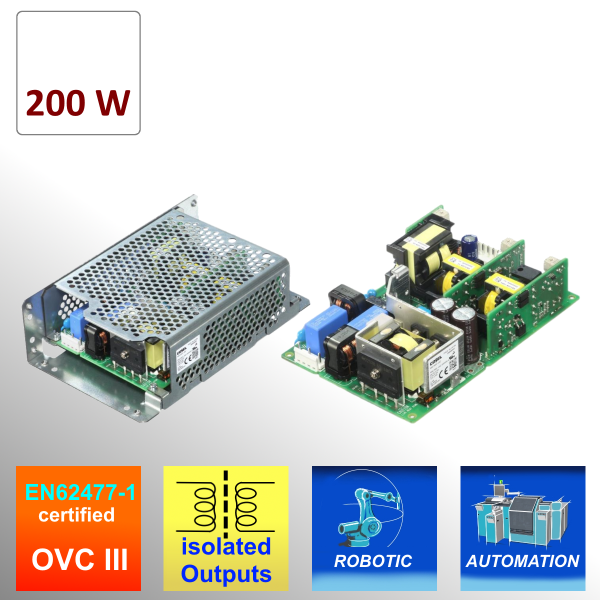 RBC200 configurable 200W AC/DC Power Supply for Robotic Applications