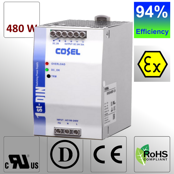 KHEA480 480W AC/DC DIN Rail Power Supply