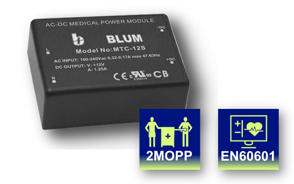 MTC AC/DC Medical Power Module 15W Triple Output