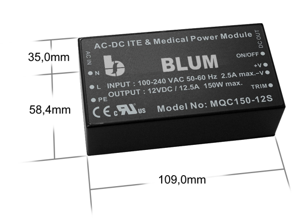 MQC150 AC/DC Medical Power Module 150W
