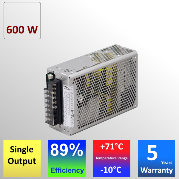 ADA600F 600W-AC/DC-enclosed PSU with Peak Power