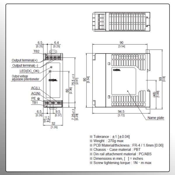 KHEA60 60W AC/DC DIN Rail Power Supply