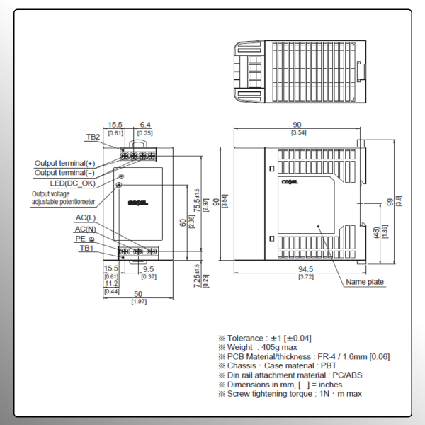 KHEA90 90W AC/DC DIN Rail Power Supply