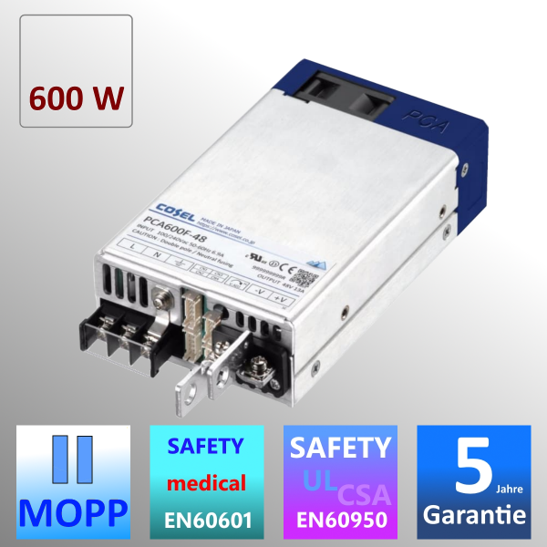 PCA600 AC/DC Medical Power Supply 600W MOPP