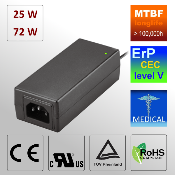 BL EM1068 25W - 72W AC/DC Desk Top Power Supply Medical