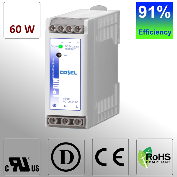 KHEA60 60W AC/DC DIN Rail Power Supply