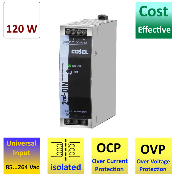 KLEA120 120W AC/DC DIN Rail Power Supply