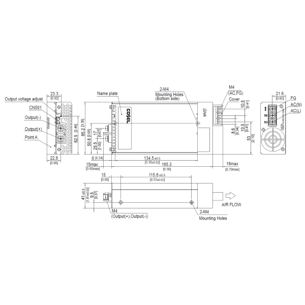 GHA500F-SNF 500W AC/DC Medical/ Industrial Power Supply