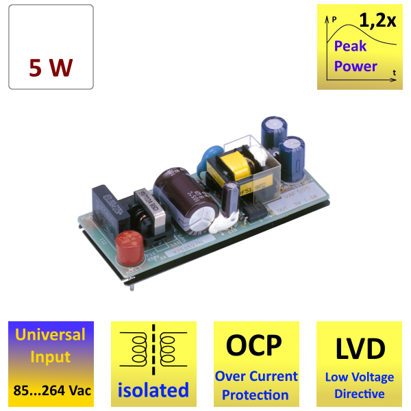 VAF5 5W-AC/DC-PCB-Mount Type | PCB Mountable | AC/DC Power Supplies ...