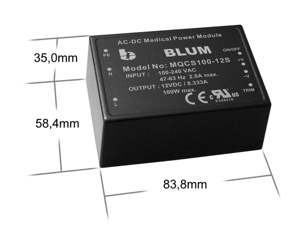 MQCS100 AC/DC Medical Power Module 100W