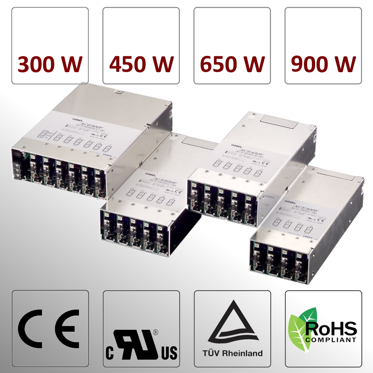 ACE Series 300 to 900 AC/DC configurable Power Supply Series Medical