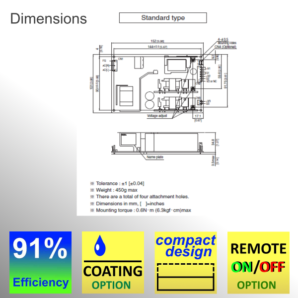 RBC200 configurable 200W AC/DC Power Supply for Robotic Applications
