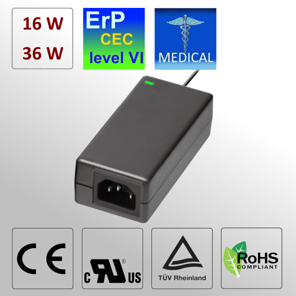 BL EM1024 16W - 36W AC/DC Tischnetzteil Medical