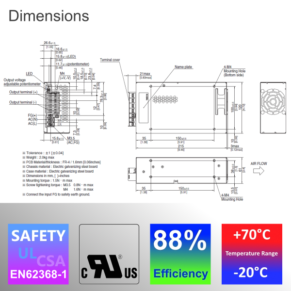 PJA600 AC/DC 600W Power Supply